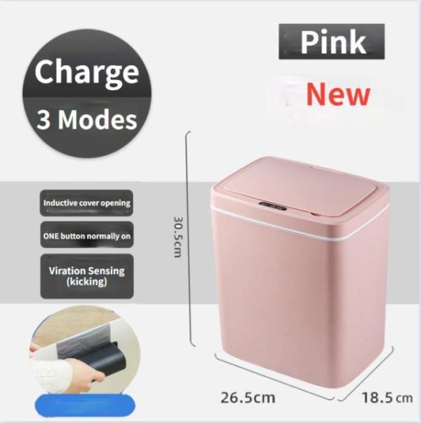 Intelligent Trash Can With Automatic Sensor - Charging Pink 12