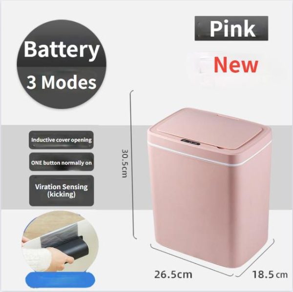 Intelligent Trash Can With Automatic Sensor - Battery Pink 13