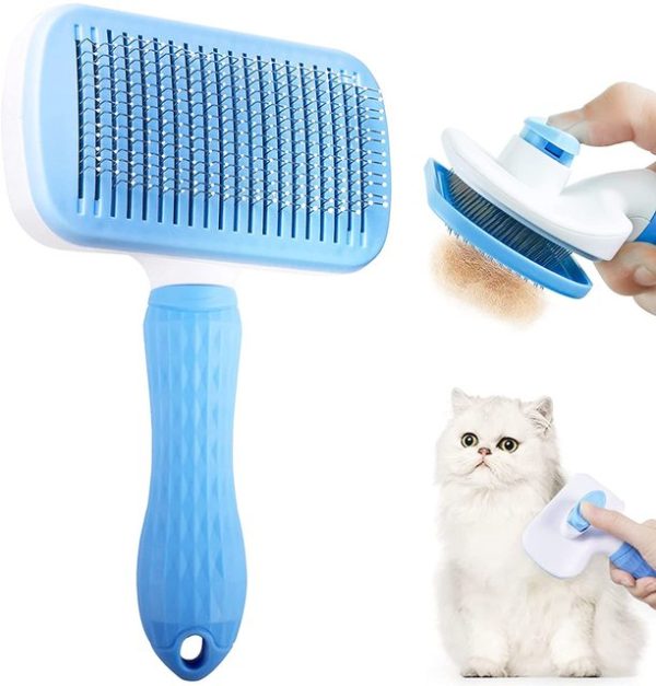 Dog Hair Remover Comb / Grooming Brush – square blue 8