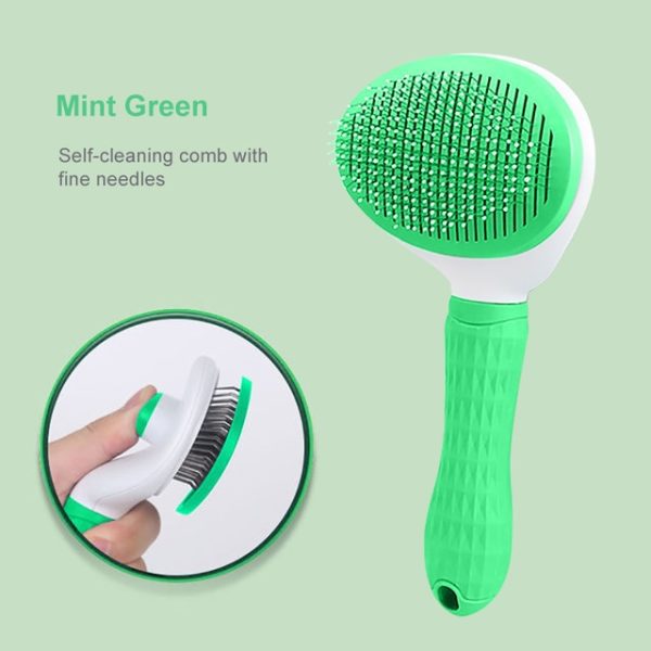 Dog Hair Remover Comb / Grooming Brush – oval green 14