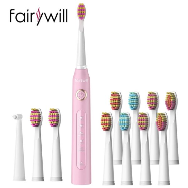 Fairywill Electric Sonic Toothbrush Fw-507 Usb Charge Rechargeable Adult Waterproof Electronic Tooth 8 Brushes Replacement Heads - Electric Toothbrush - FW-ET507Pink.FW04-2 19