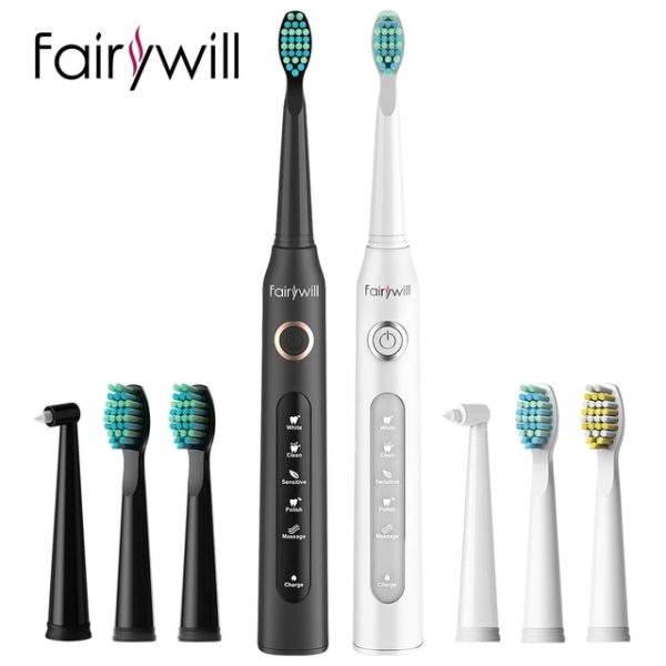 Fairywill Electric Sonic Toothbrush Fw-507 Usb Charge Rechargeable Adult Waterproof Electronic Tooth 8 Brushes Replacement Heads - Electric Toothbrush - FW-507.FW507White 20