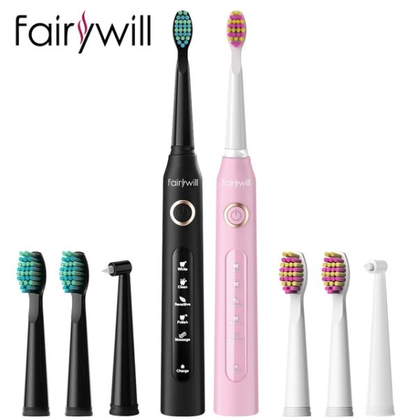 Fairywill Electric Sonic Toothbrush Fw-507 Usb Charge Rechargeable Adult Waterproof Electronic Tooth 8 Brushes Replacement Heads - Electric Toothbrush - FW-507.FW507Pink 21