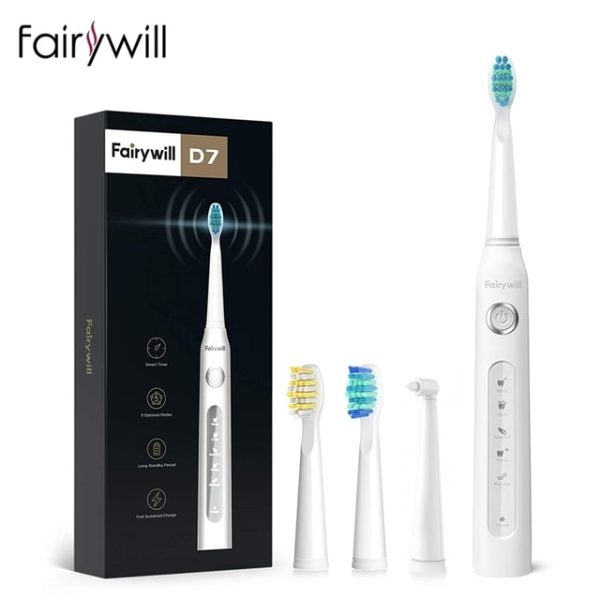 Fairywill Electric Sonic Toothbrush Fw-507 Usb Charge Rechargeable Adult Waterproof Electronic Tooth 8 Brushes Replacement Heads - Electric Toothbrush - FW-ET507White 9
