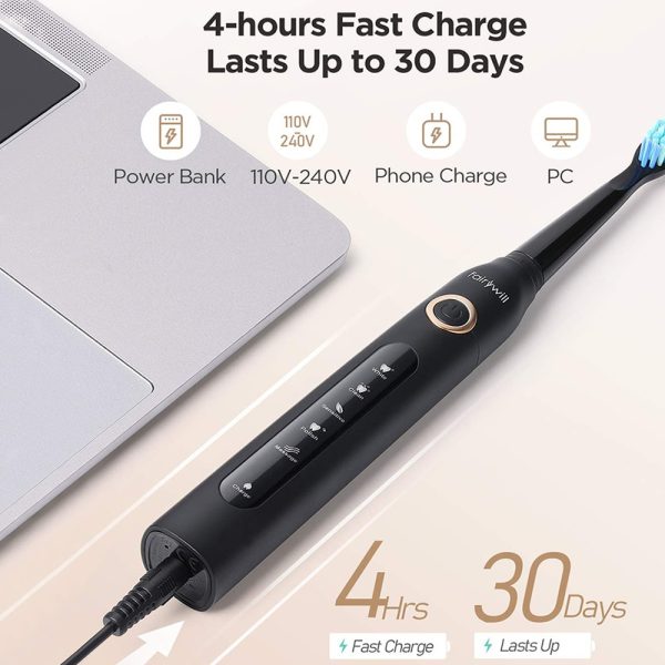 Fairywill Electric Sonic Toothbrush Fw-507 Usb Charge Rechargeable Adult Waterproof Electronic Tooth 8 Brushes Replacement Heads - Electric Toothbrush 4