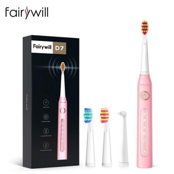 Fairywill Electric Sonic Toothbrush Fw-507 Usb Charge Rechargeable Adult Waterproof Electronic Tooth 8 Brushes Replacement Heads - Electric Toothbrush - FW-ET507Pink 10
