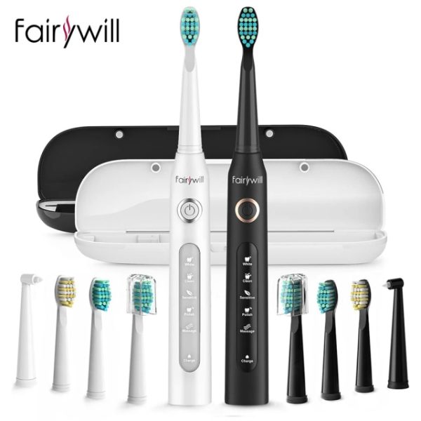 Fairywill Electric Sonic Toothbrush Fw-507 Usb Charge Rechargeable Adult Waterproof Electronic Tooth 8 Brushes Replacement Heads - Electric Toothbrush - FW-507-420-BW-Set 11