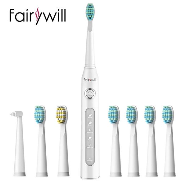 Fairywill Electric Sonic Toothbrush Fw-507 Usb Charge Rechargeable Adult Waterproof Electronic Tooth 8 Brushes Replacement Heads - Electric Toothbrush - FW-ET507White.FW01 16