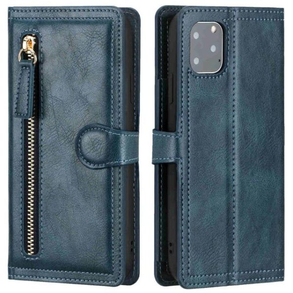 Luxury Leather Flip Wallet iPhone Case - Blue 8