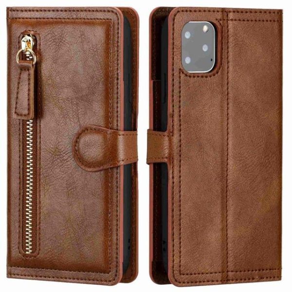 Luxury Leather Flip Wallet iPhone Case - Brown 10
