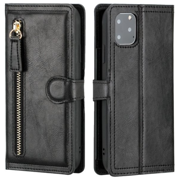 Luxury Leather Flip Wallet iPhone Case - Black 7