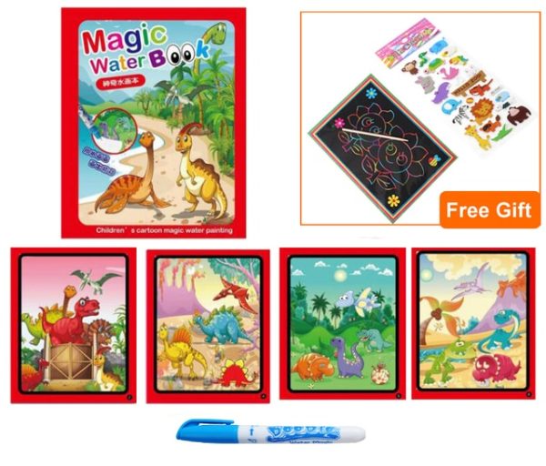Kids Magic Water Drawing & Coloring Book With Doodle Magic Pen – Dinosaur 1TZ1GGH 9