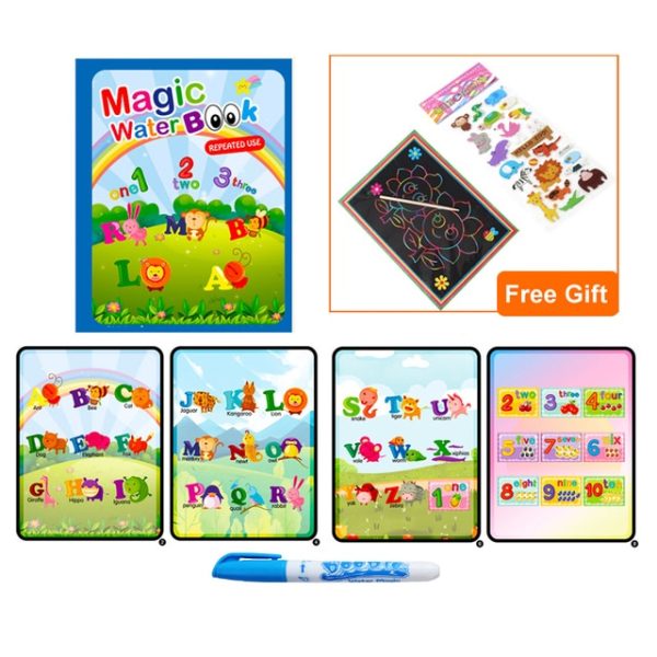 Kids Magic Water Drawing & Coloring Book With Doodle Magic Pen – Letters 1TZ1GGH 12