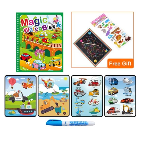 Kids Magic Water Drawing & Coloring Book With Doodle Magic Pen – Traffic 1TZ1GGH 13