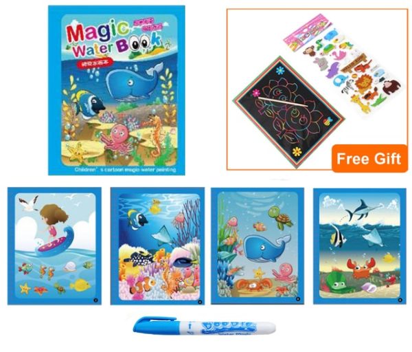 Kids Magic Water Drawing & Coloring Book With Doodle Magic Pen – Underwater 1TZ1GGH 7