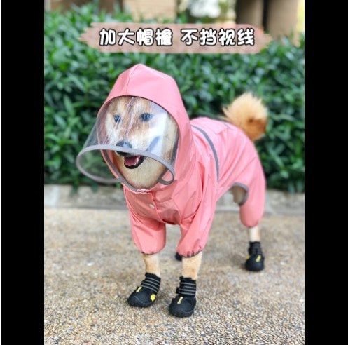 Small Dog Waterproof Raincoat - pink-12