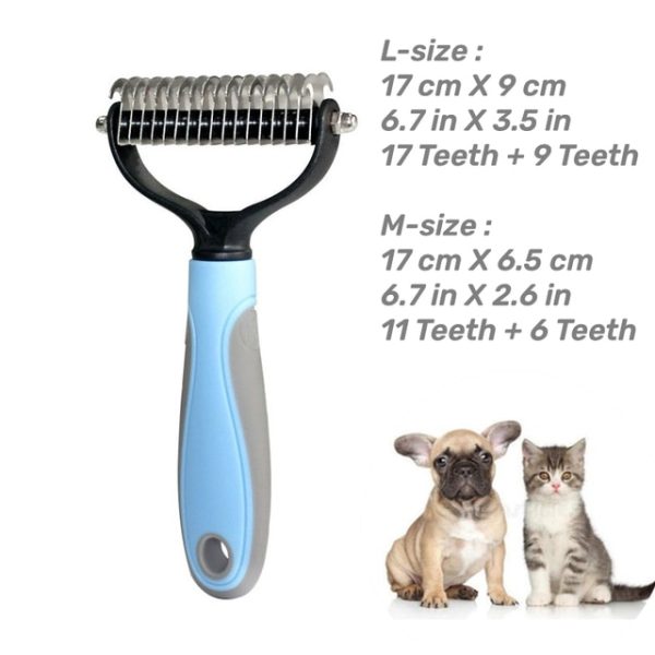 Professional 2 Sided Pet Deshedding Brush – light blue 8