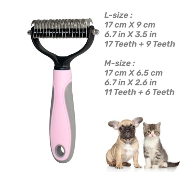 Professional 2 Sided Pet Deshedding Brush – light pink 9