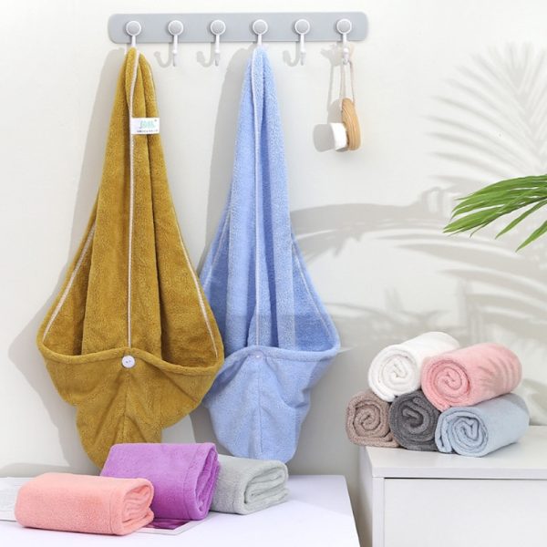 Towel Women Adult Bathroom Absorbent Quick-drying Bath Thicker Shower Long Curly Hair Cap Microfiber Wisp Dry Head Hair Towel – Towel 2