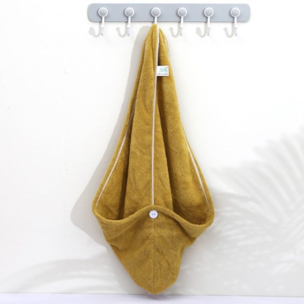 Towel Women Adult Bathroom Absorbent Quick-drying Bath Thicker Shower Long Curly Hair Cap Microfiber Wisp Dry Head Hair Towel – Towel – Yellow 9