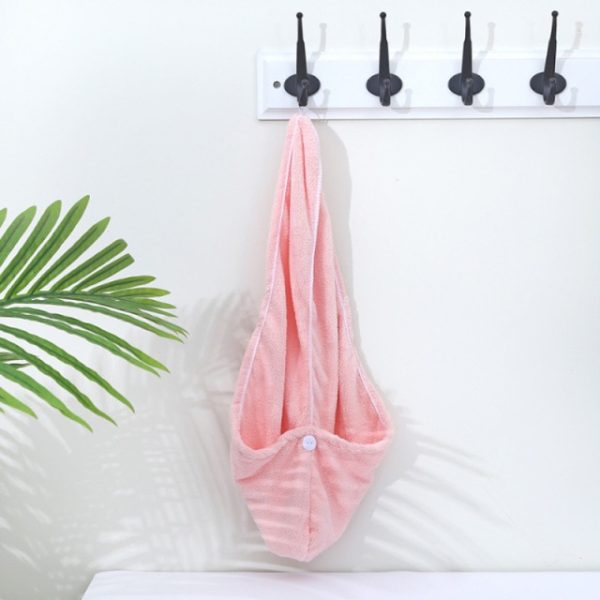 Towel Women Adult Bathroom Absorbent Quick-drying Bath Thicker Shower Long Curly Hair Cap Microfiber Wisp Dry Head Hair Towel – Towel – Pink 10