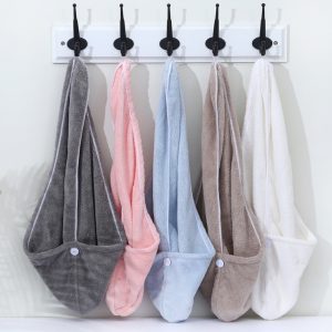 Towel Women Adult Bathroom Absorbent Quick-drying Bath Thicker Shower Long Curly Hair Cap Microfiber Wisp Dry Head Hair Towel – Towel 1