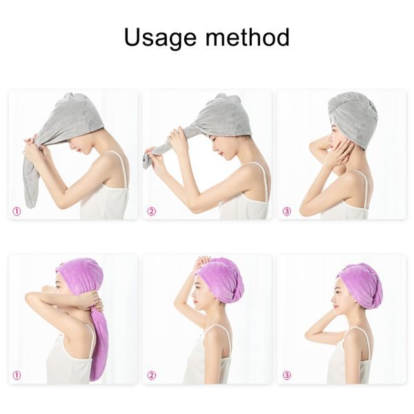 Towel Women Adult Bathroom Absorbent Quick-drying Bath Thicker Shower Long Curly Hair Cap Microfiber Wisp Dry Head Hair Towel – Towel 5
