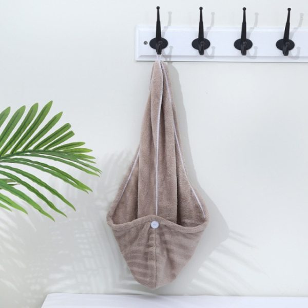 Towel Women Adult Bathroom Absorbent Quick-drying Bath Thicker Shower Long Curly Hair Cap Microfiber Wisp Dry Head Hair Towel – Towel – khaki 11