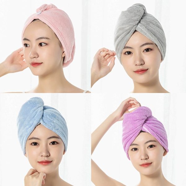 Towel Women Adult Bathroom Absorbent Quick-drying Bath Thicker Shower Long Curly Hair Cap Microfiber Wisp Dry Head Hair Towel – Towel 6