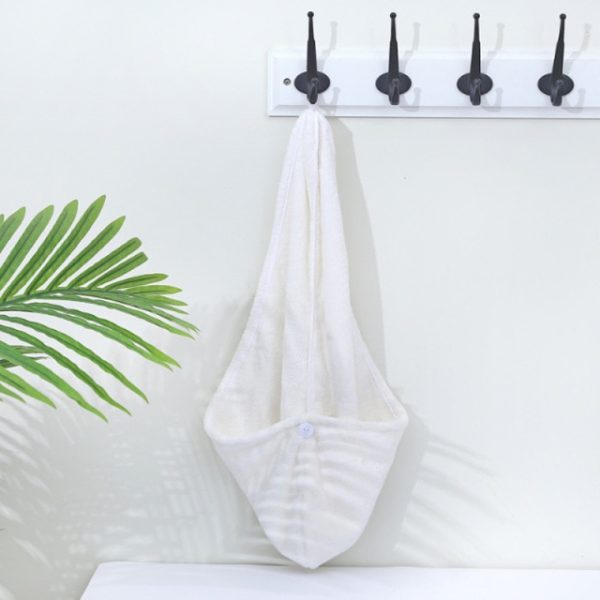 Towel Women Adult Bathroom Absorbent Quick-drying Bath Thicker Shower Long Curly Hair Cap Microfiber Wisp Dry Head Hair Towel – Towel – White 12
