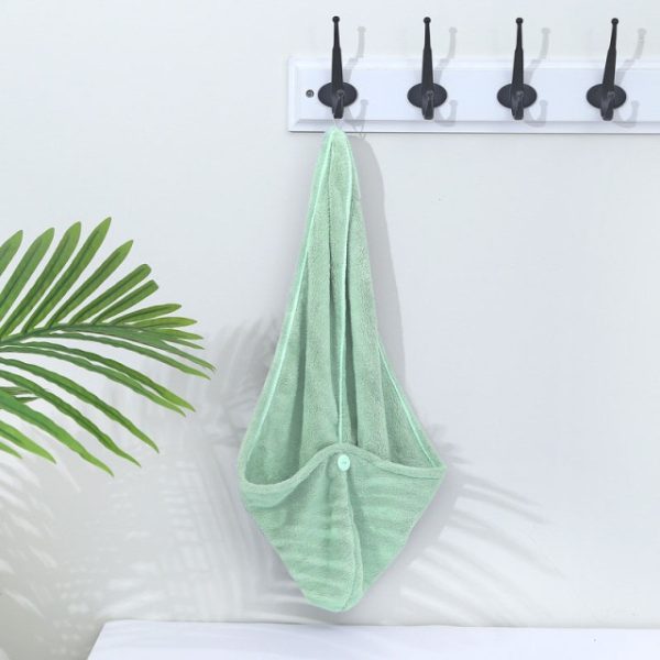 Towel Women Adult Bathroom Absorbent Quick-drying Bath Thicker Shower Long Curly Hair Cap Microfiber Wisp Dry Head Hair Towel – Towel – light green 7