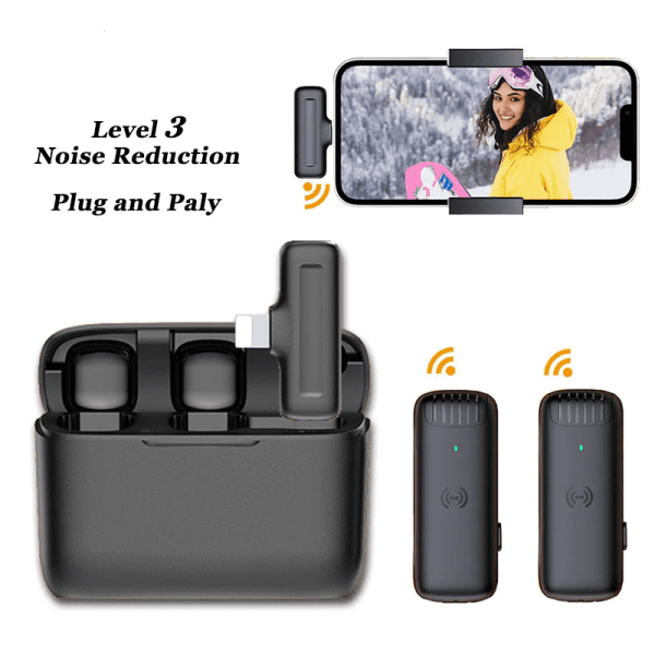 Wireless Lavalier Microphone Mini Portable Noise Reduction Audio Video Recording Microphone For iPhone Android With Charging Box| | 1