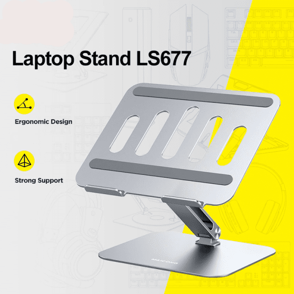 Mc 677 Laptop Stand For Desk Foldable Notebook Stand For Macbook Aluminum Laptop Holder With 9-15.6 Inch Laptops – Laptop Stand 1