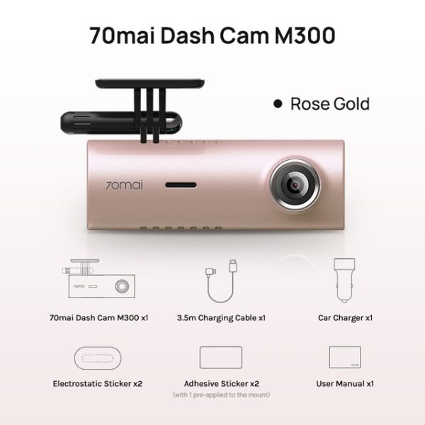 70mai Dash Cam M300 Car Dvr 1296p Night Vision 70mai M300 Cam Recorder 24h Parking Mode Wifi & App Control – Dvr/dash Camera – M300 Rose Gold 11