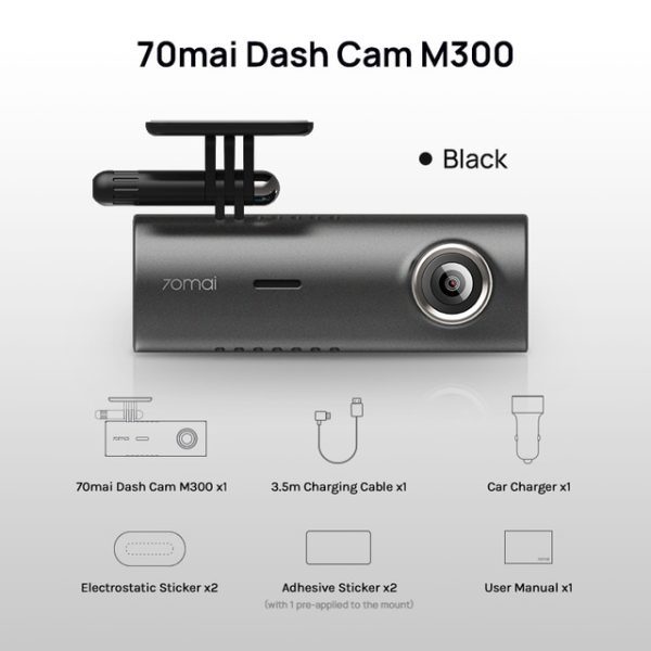 70mai Dash Cam M300 Car Dvr 1296p Night Vision 70mai M300 Cam Recorder 24h Parking Mode Wifi & App Control – Dvr/dash Camera – M300 Black 7