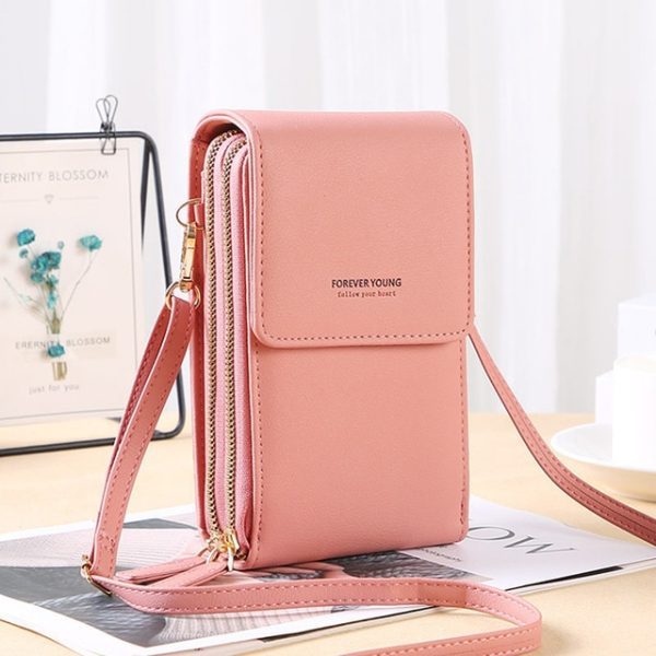 Soft Leather Women Crossbody Cellphone Wallet – pink 1 17