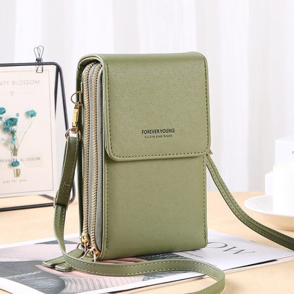 Soft Leather Women Crossbody Cellphone Wallet – green 1 18