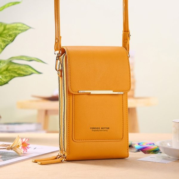 Soft Leather Women Crossbody Cellphone Wallet – Yellow 13