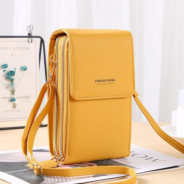 Soft Leather Women Crossbody Cellphone Wallet – yellow 1 15