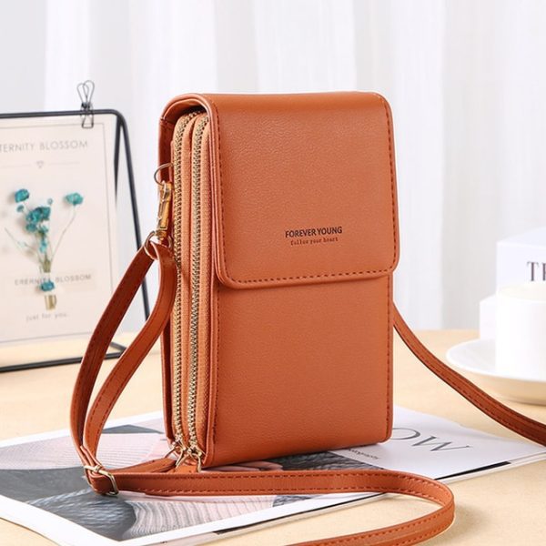 Soft Leather Women Crossbody Cellphone Wallet – brown 1 16