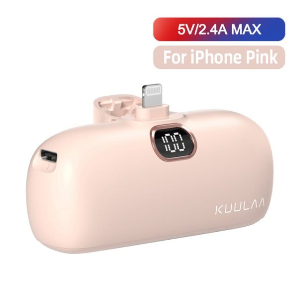 Kuulaa 5000mah Power Bank – Power Bank – For iPhone Pink 14