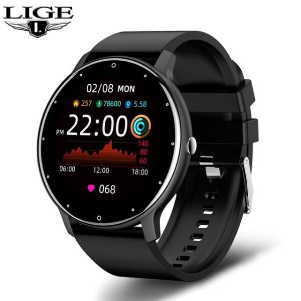 LIGE 2022 New Smart Watch Men Full Touch Screen Sport Fitness Watch IP67 Waterproof Bluetooth For Android ios smartwatch Men+box|Smart Watches| – black 8