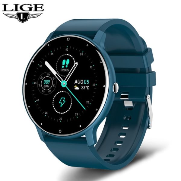 LIGE 2022 New Smart Watch Men Full Touch Screen Sport Fitness Watch IP67 Waterproof Bluetooth For Android ios smartwatch Men+box|Smart Watches| – blue 9