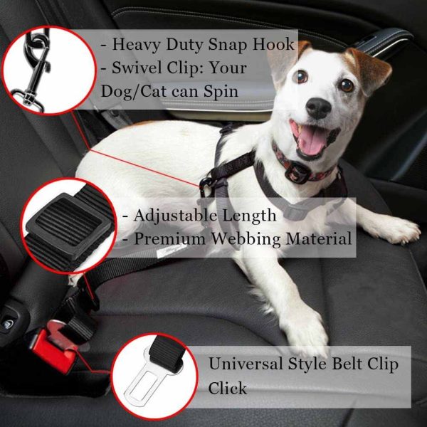 Pet Dog Leash Car Seat Belt Adjustable Lead 4
