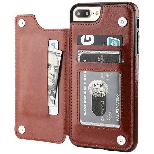 Retro PU Flip Leather Case For iPhoe Brown