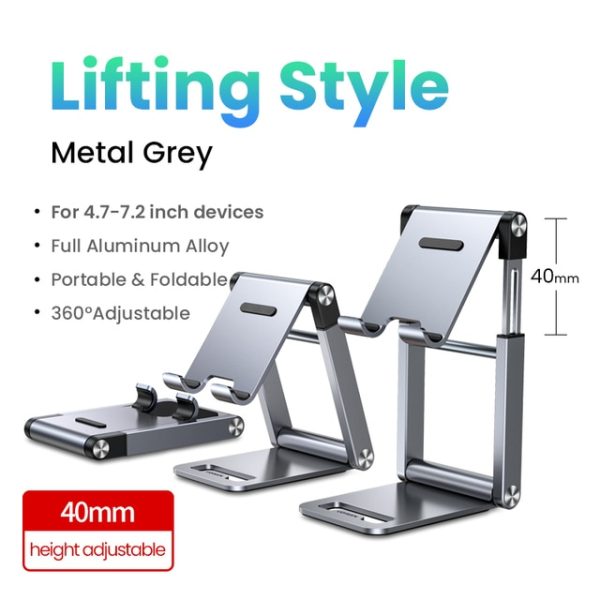 Cell Phone Holder Stand Aluminum – Lifting Style-Grey 8